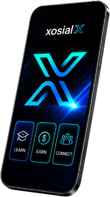 The xosialX business app on a phone