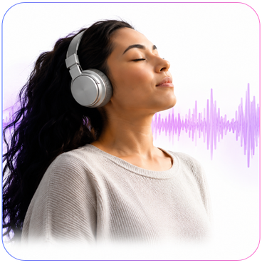 A woman resting with NuCalm headphones on